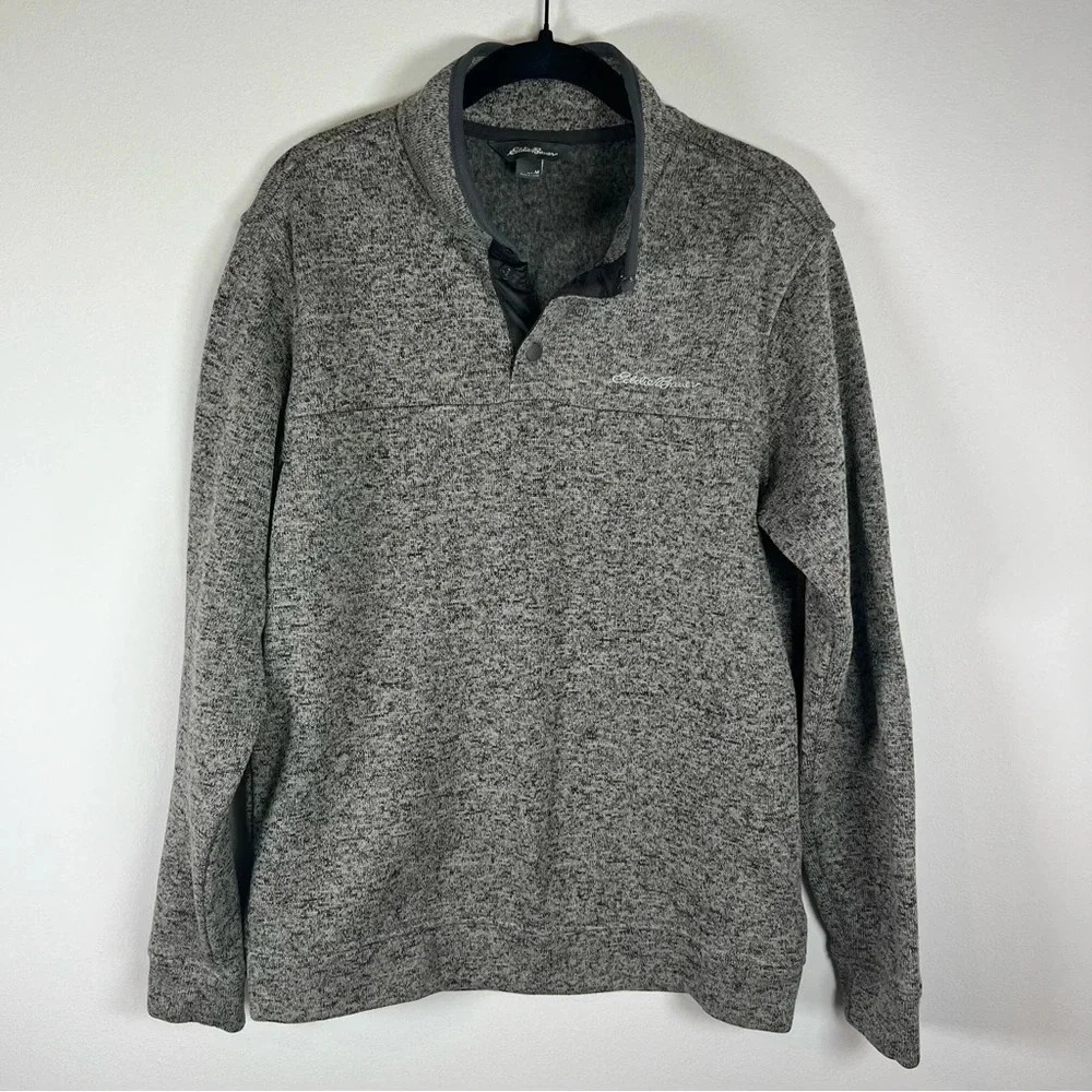 Eddie Bauer Quarter Snap Pullover Sweatshirt Heather Taupe Outdoor  Men's Medium